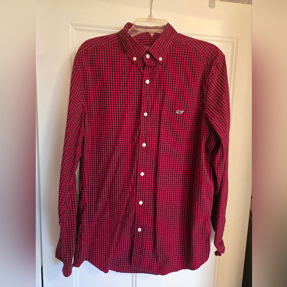 Vineyard Vines Men's Red Checkered Shirt